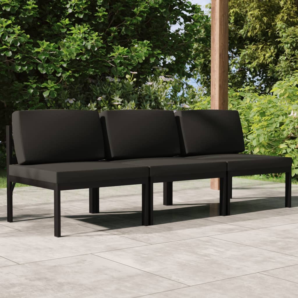 3-seater Garden Sofa Anthracite Aluminum and Polyester Medium