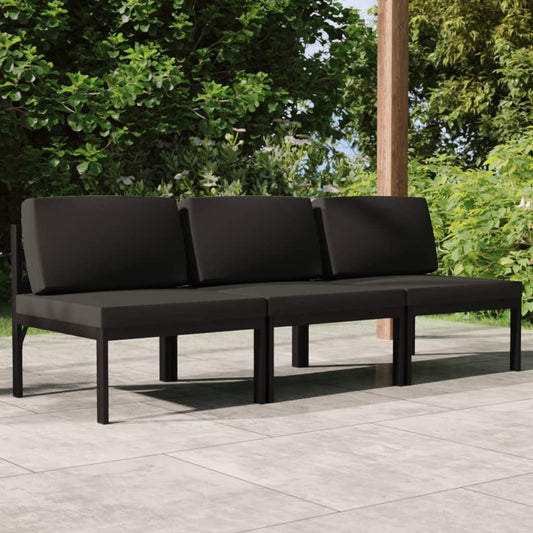 3-seater Garden Sofa Anthracite Aluminum and Polyester Medium