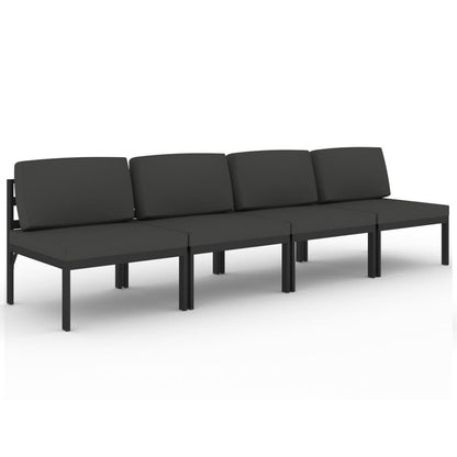 4-seater Garden Sofa Anthracite Aluminum, Polyester with foam filling