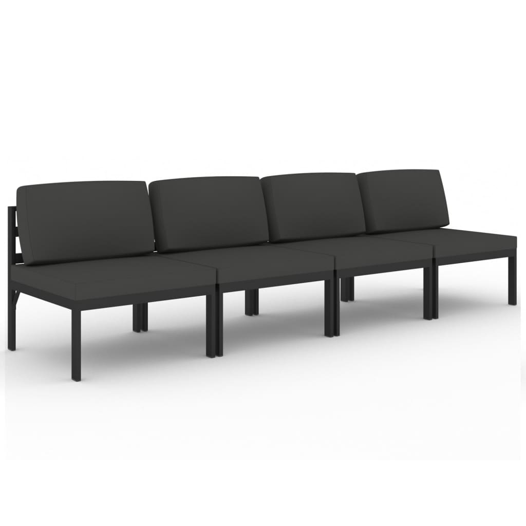 4-seater Garden Sofa Anthracite Aluminum, Polyester with foam filling