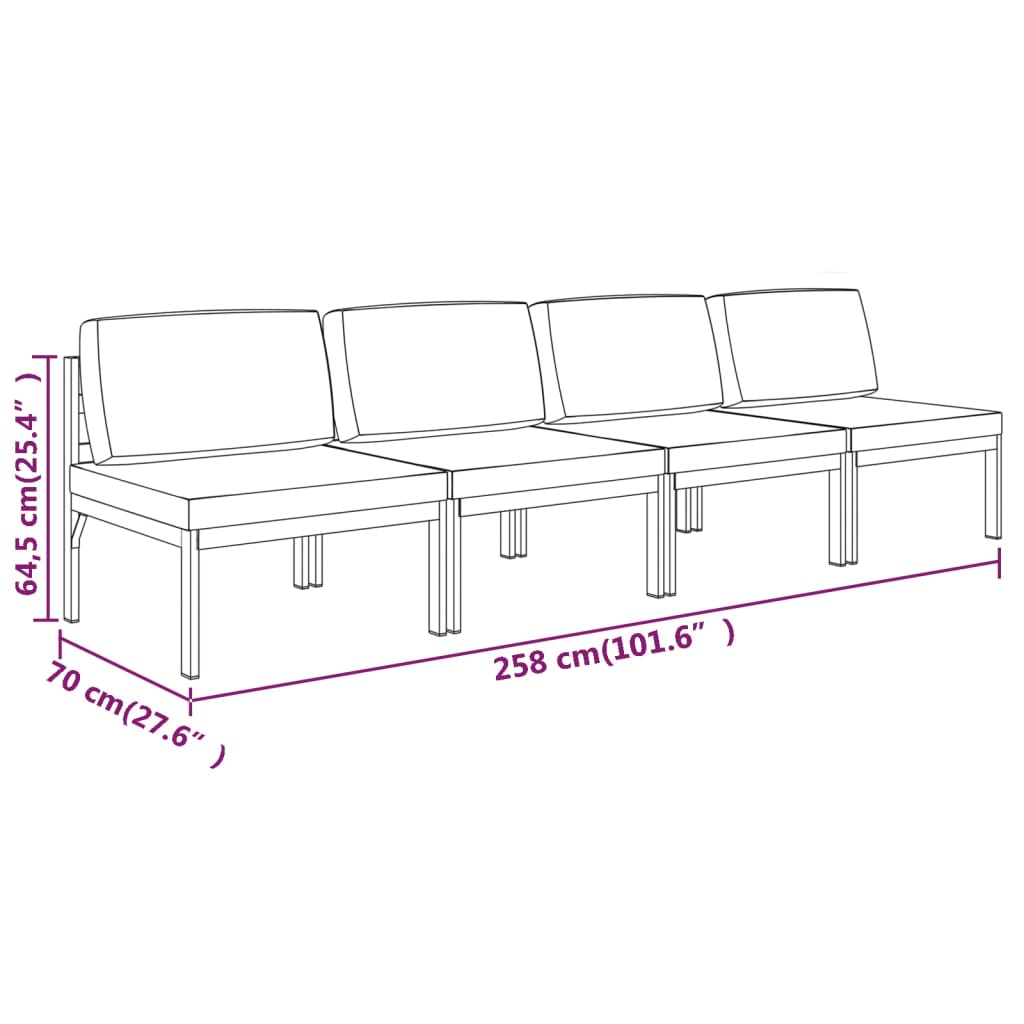 4-seater Garden Sofa Anthracite Aluminum, Polyester with foam filling