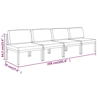 4-seater Garden Sofa Anthracite Aluminum, Polyester with foam filling
