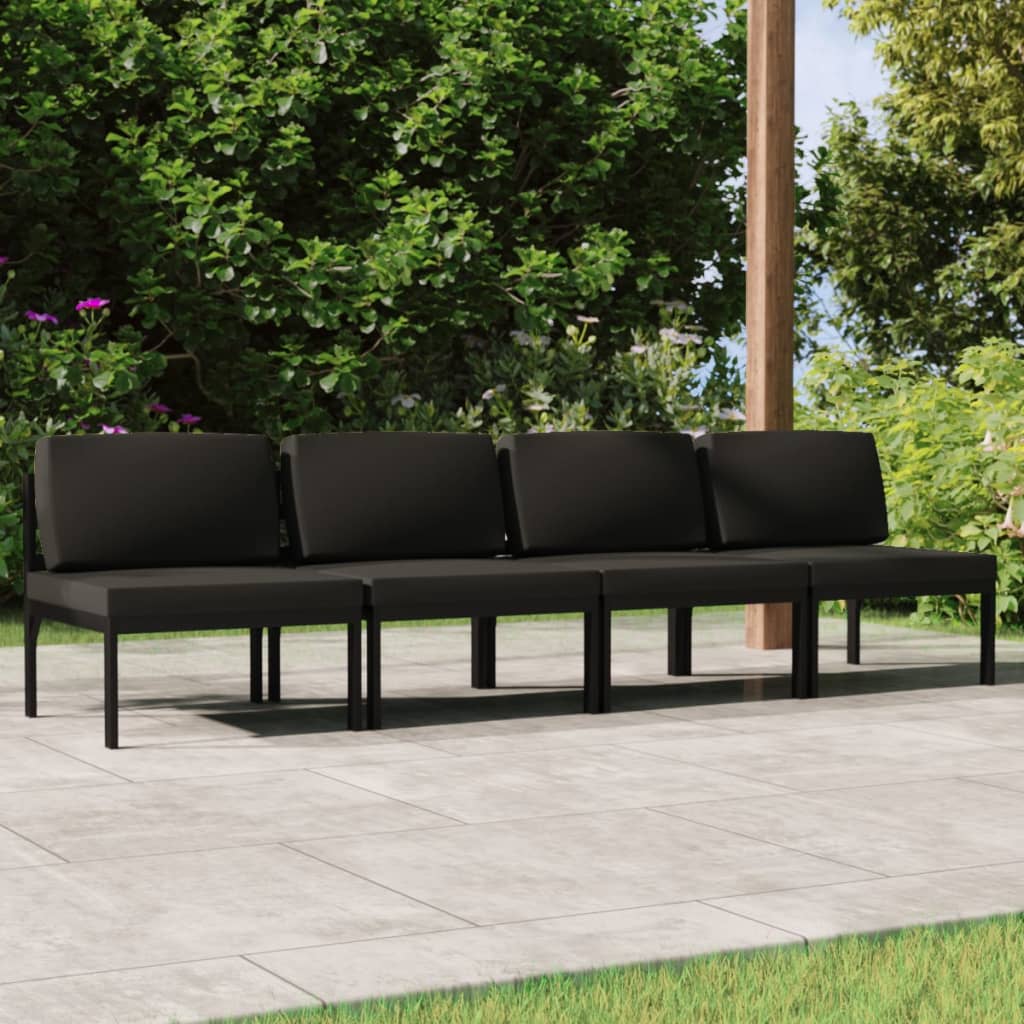 4-seater Garden Sofa Anthracite Aluminum, Polyester with foam filling