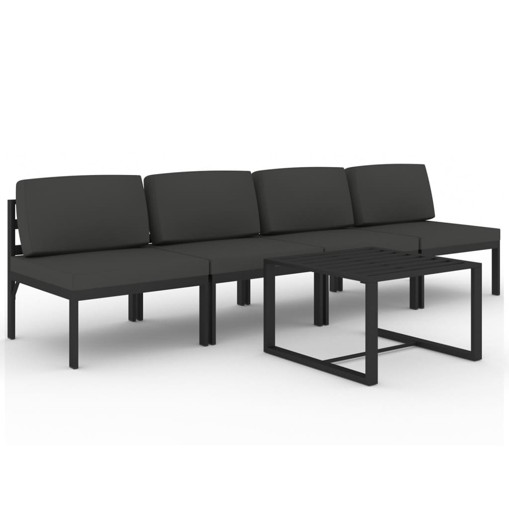 Garden Lounge Set Anthracite Aluminum, 100% polyester Large