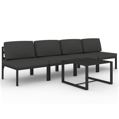 Garden Lounge Set Anthracite Aluminum, 100% polyester Large