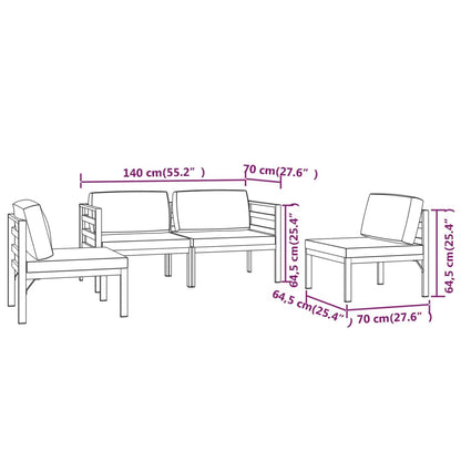 Garden Lounge Set Anthracite Aluminum, Polyester Standard Modular
