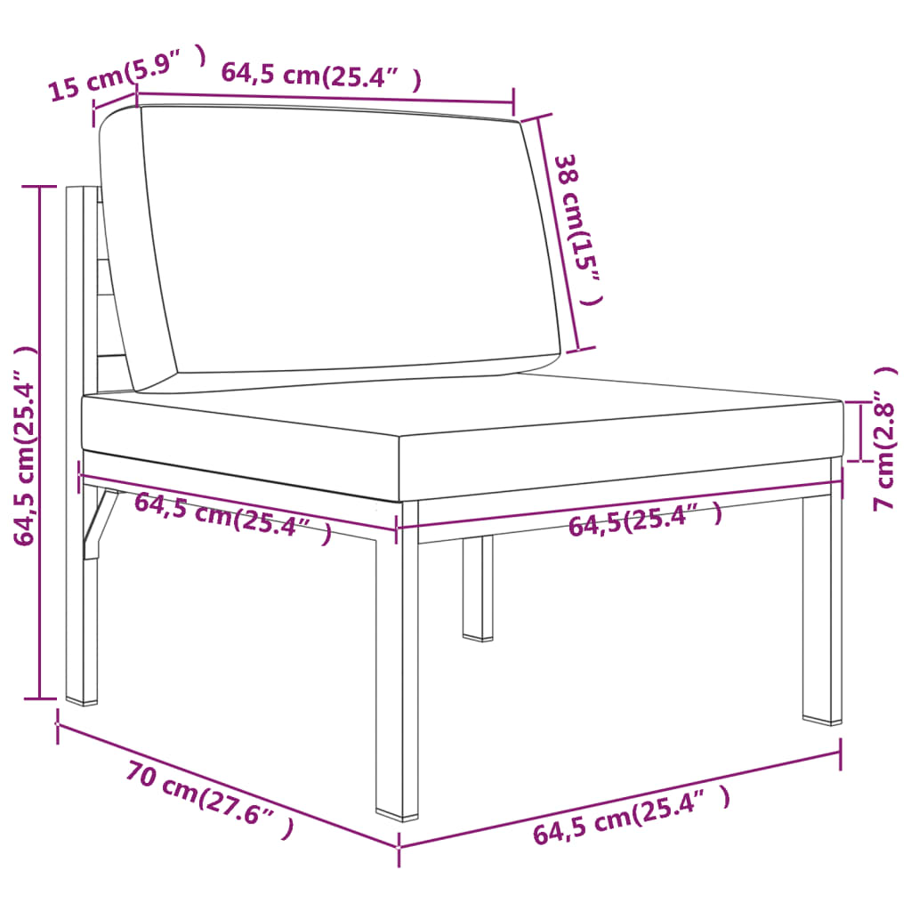 Garden Lounge Set Anthracite Aluminum, Polyester Standard Modular