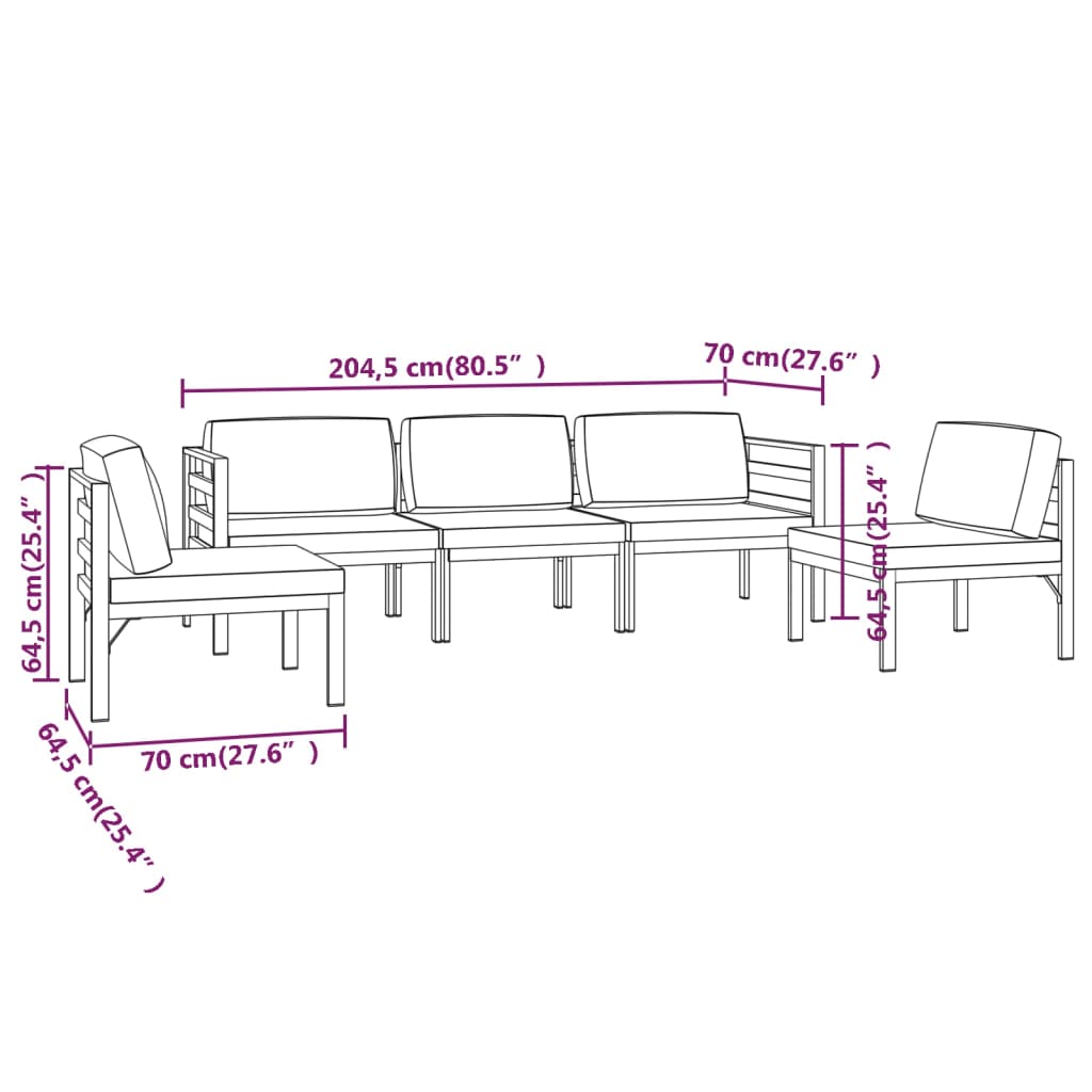 Garden Lounge Set Anthracite Aluminum Large Garden Lounge Set