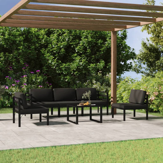 Garden Lounge Set Charcoal Aluminum, Polyester with foam filling