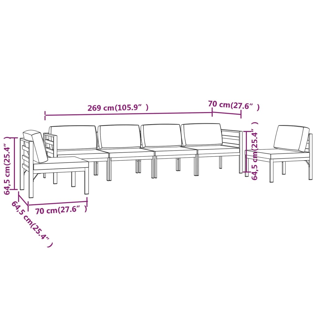 Garden Lounge Set Anthracite Aluminum Modular Garden Lounge Set