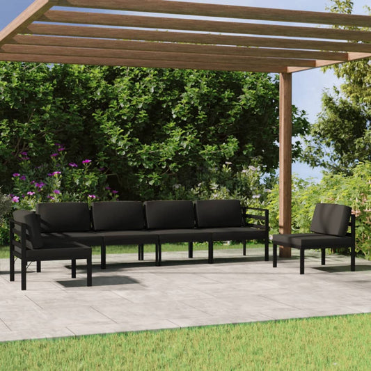 Garden Lounge Set Anthracite Aluminum Modular Garden Lounge Set