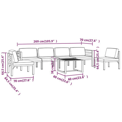 Garden Lounge Set Anthracite Aluminium, 100% Polyester Large