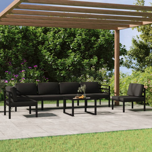 Garden Lounge Set Anthracite Aluminium, 100% Polyester Large