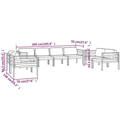 Garden Lounge Set Anthracite Aluminum and Polyester Large Modular