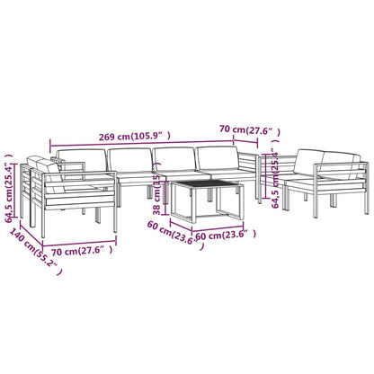 Garden Lounge Set Anthracite Aluminum Large Modular