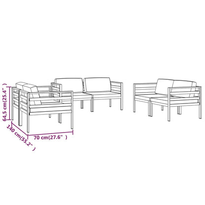 Garden Lounge Set Anthracite Aluminum, Polyester Large