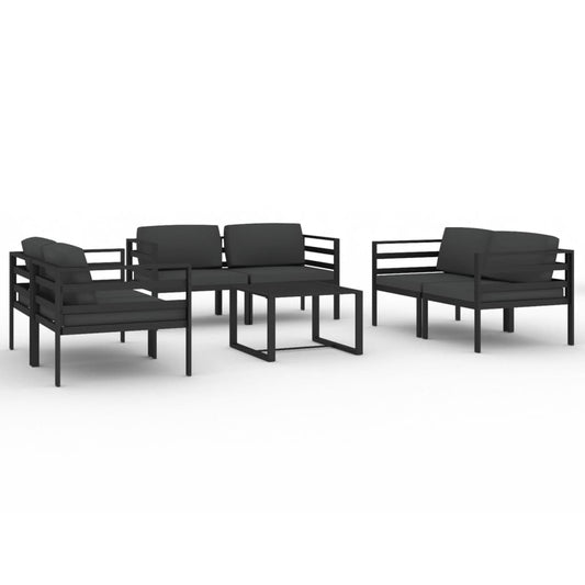 Garden Lounge Set Anthracite Aluminum, 100% polyester Compact