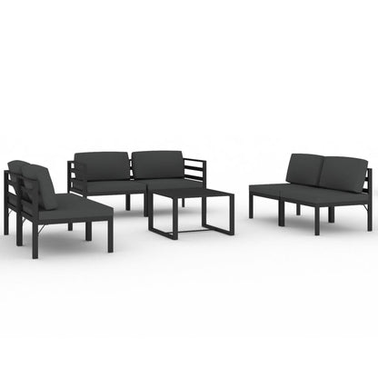 Garden Lounge Set Anthracite Aluminum, Polyester 7 Piece Modular