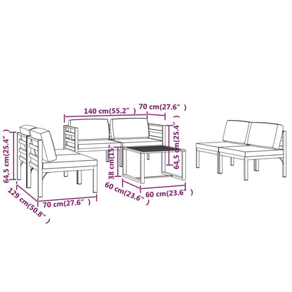Garden Lounge Set Anthracite Aluminum, Polyester 7 Piece Modular