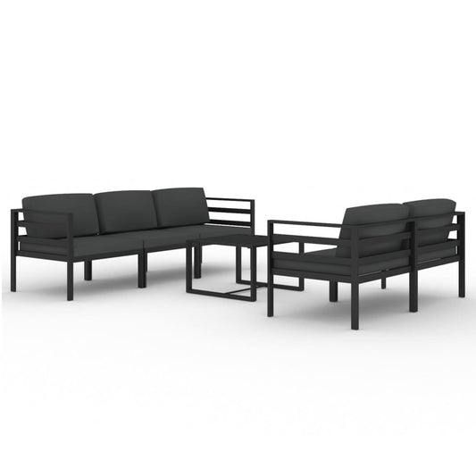 Garden Lounge Set Anthracite Aluminum, Polyester Standard Modular