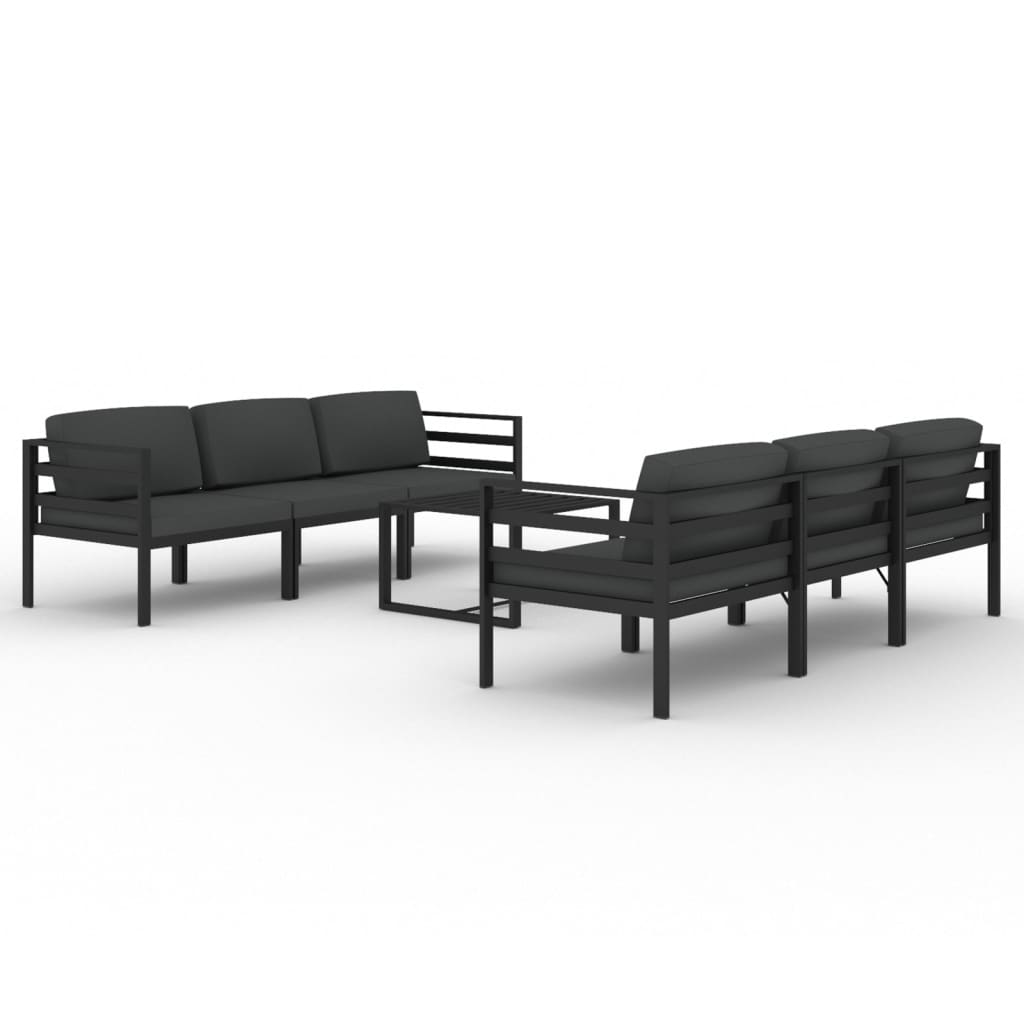 7 Piece Patio Lounge Set with Cushions Aluminum Anthracite