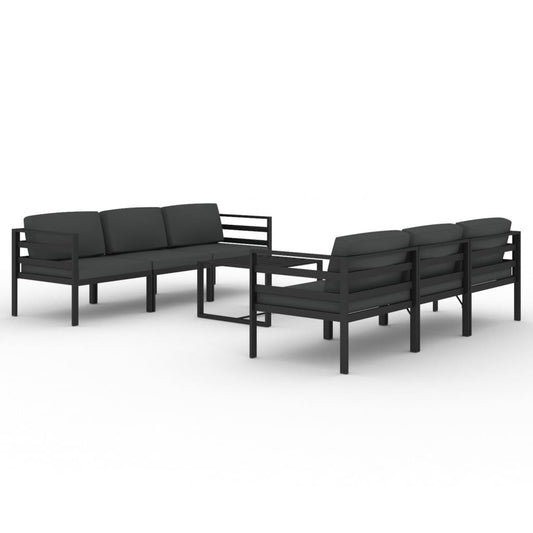 7 Piece Patio Lounge Set with Cushions Aluminum Anthracite