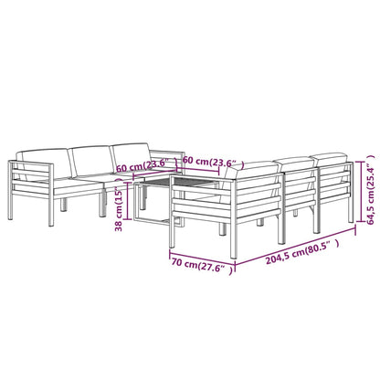 7 Piece Patio Lounge Set with Cushions Aluminum Anthracite