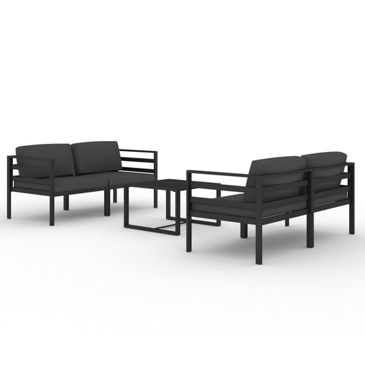 Patio Lounge Set Anthracite Aluminium, Polyester Medium Modular