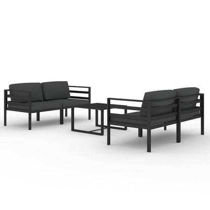 Patio Lounge Set Anthracite Aluminium, Polyester Medium Modular
