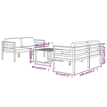 Patio Lounge Set Anthracite Aluminium, Polyester Medium Modular