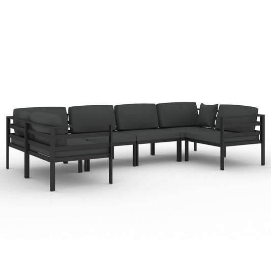 Garden Lounge Set Anthracite Aluminum, Polyester Large Modular