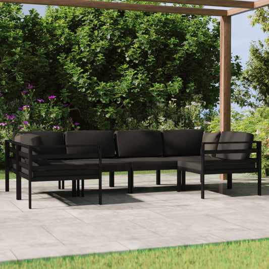 Garden Lounge Set Anthracite Aluminum, Polyester Large Modular