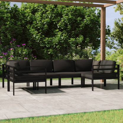Garden Lounge Set Anthracite Aluminum, Polyester Large Modular