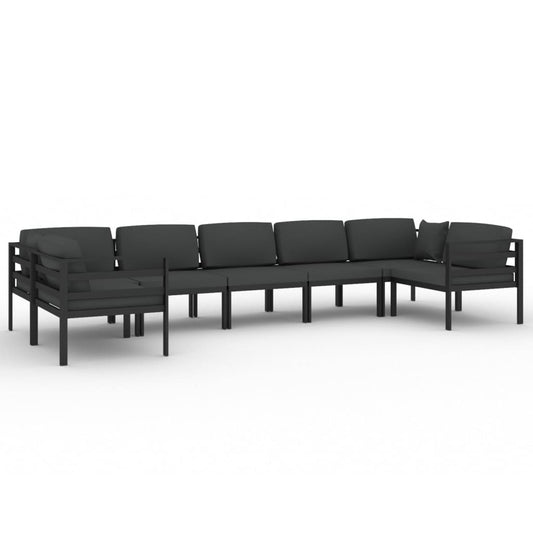 Garden Lounge Set Anthracite Aluminum, Polyester Large Modular