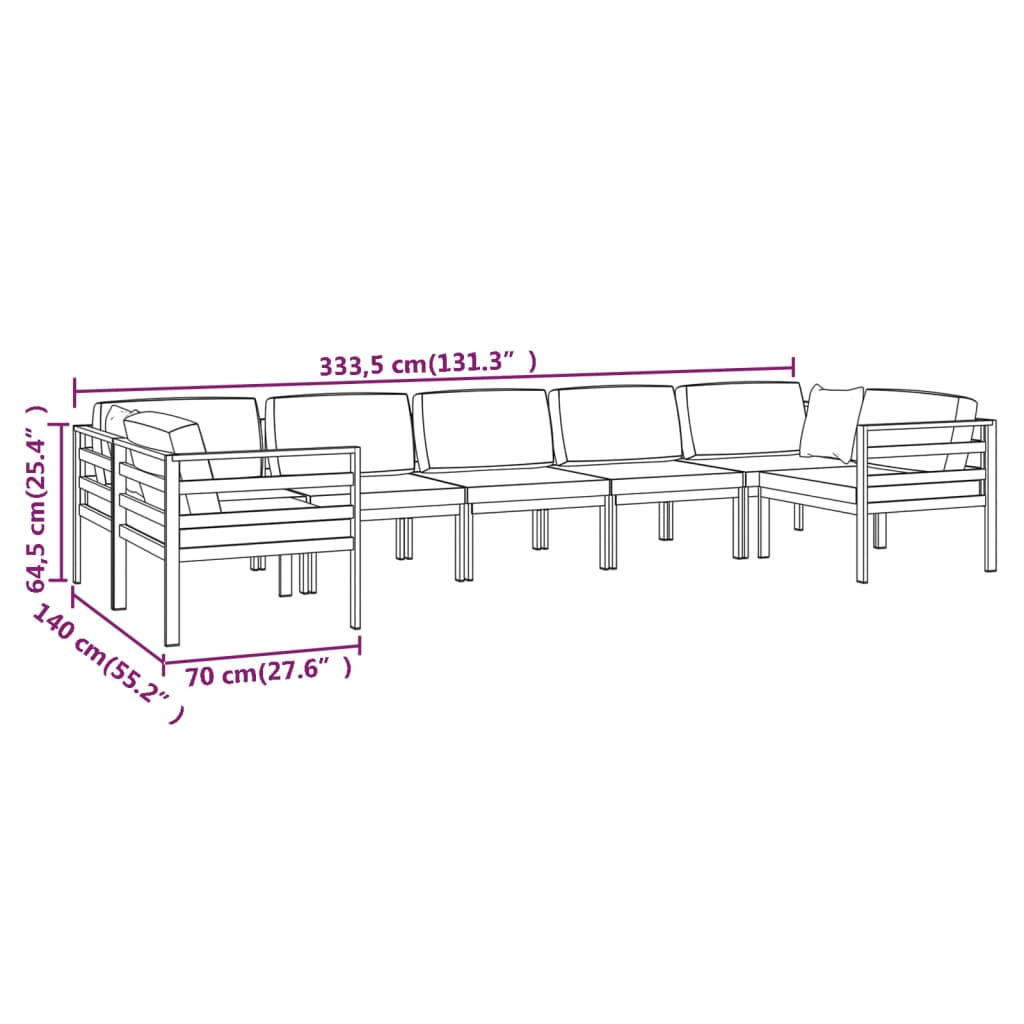 Garden Lounge Set Anthracite Aluminum, Polyester Large Modular