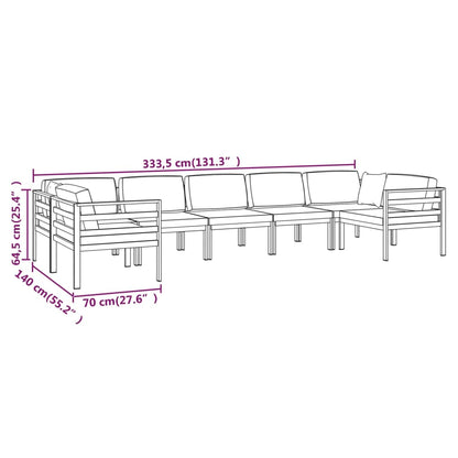 Garden Lounge Set Anthracite Aluminum, Polyester Large Modular