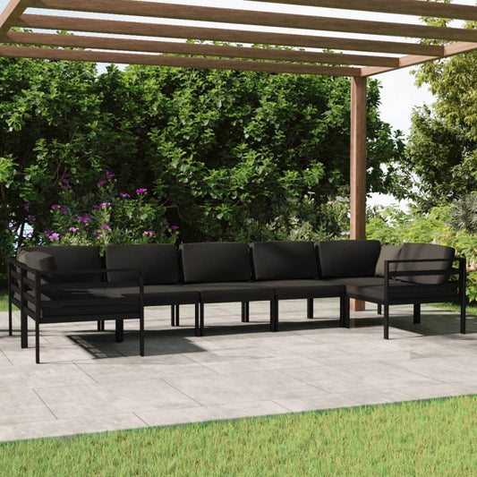 Garden Lounge Set Anthracite Aluminum, Polyester Large Modular
