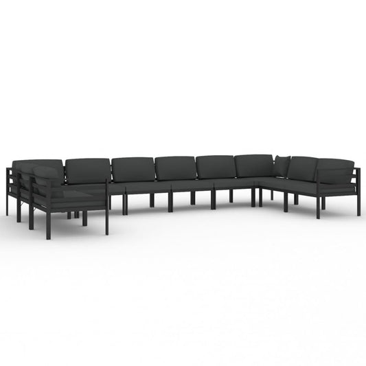 10 Piece Patio Lounge Set with Cushions Aluminum Anthracite