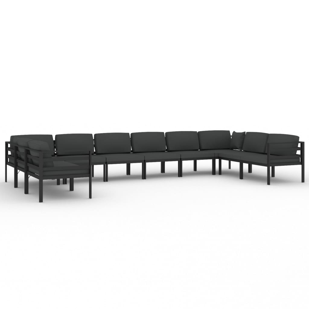 10 Piece Patio Lounge Set with Cushions Aluminum Anthracite
