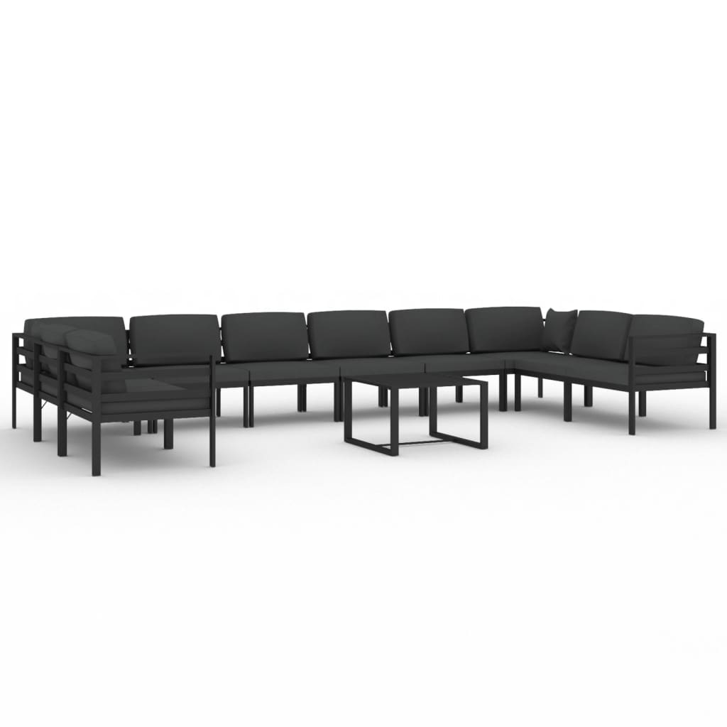 11 Piece Patio Lounge Set with Cushions Aluminum Anthracite