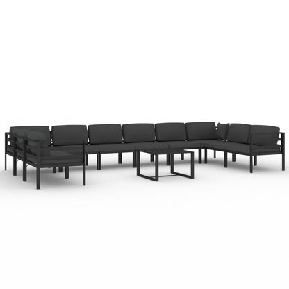 11 Piece Patio Lounge Set with Cushions Aluminum Anthracite