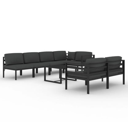 Garden Lounge Set Anthracite Aluminum, Polyester Large Modular