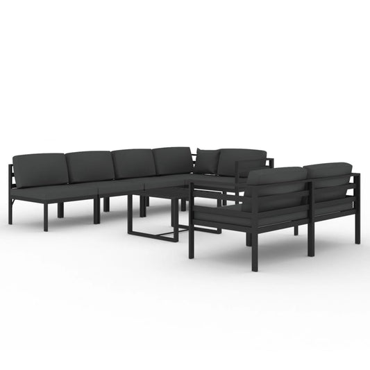 Garden Lounge Set Anthracite Aluminum, Polyester Large Modular