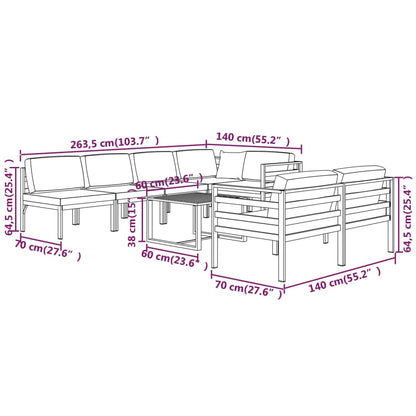 Garden Lounge Set Anthracite Aluminum, Polyester Large Modular