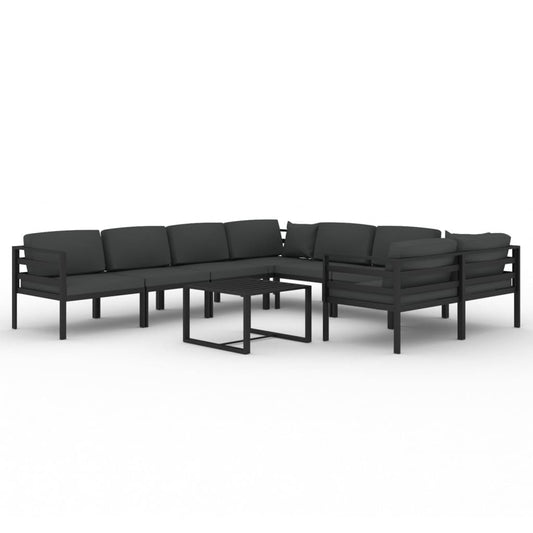 Garden Lounge Set Anthracite Aluminum, Polyester Large Modular