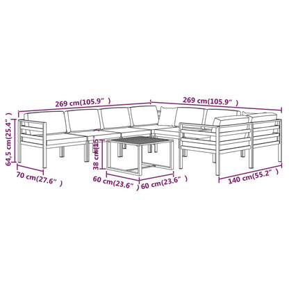 Garden Lounge Set Anthracite Aluminum, Polyester Large Modular