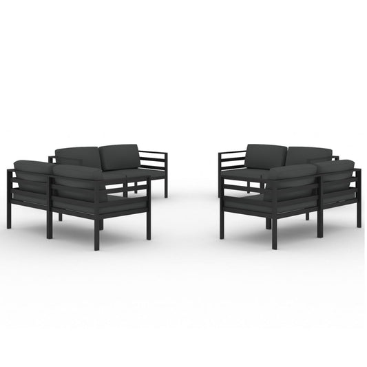 Garden Lounge Set Anthracite Aluminum 8 Piece Modular