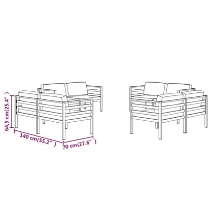 Garden Lounge Set Anthracite Aluminum 8 Piece Modular