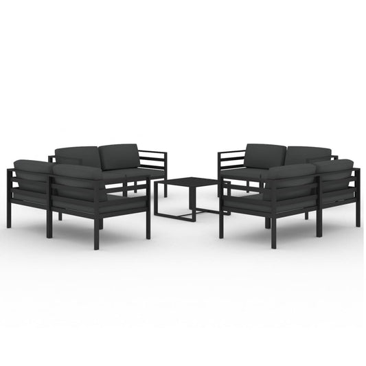 Garden Lounge Set Anthracite Aluminum 9 Piece Set Modular