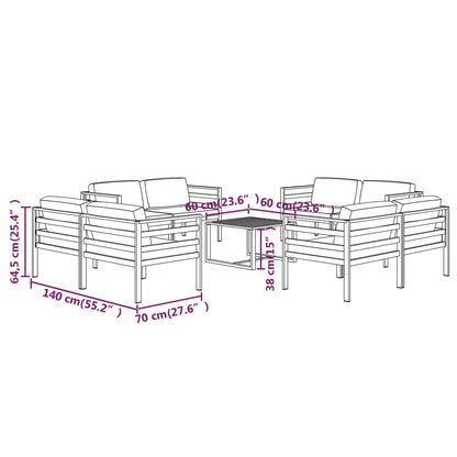 Garden Lounge Set Anthracite Aluminum 9 Piece Set Modular